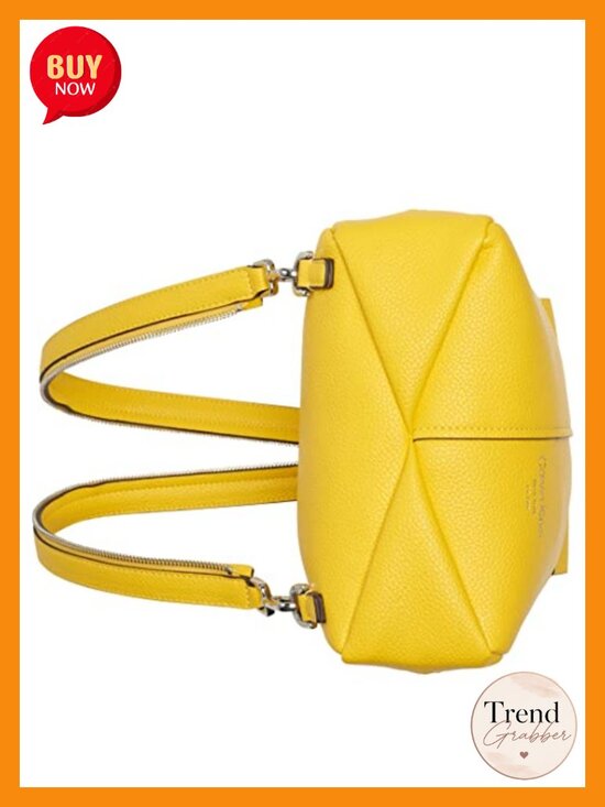 Convertible Vegan Leather Backpack, Monogram Detail, Gold Hardware, Fits 13\